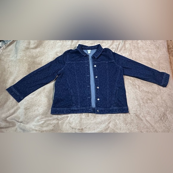 Animal-Print Elongated Denim Jacket size 20-22 - Picture 4 of 7